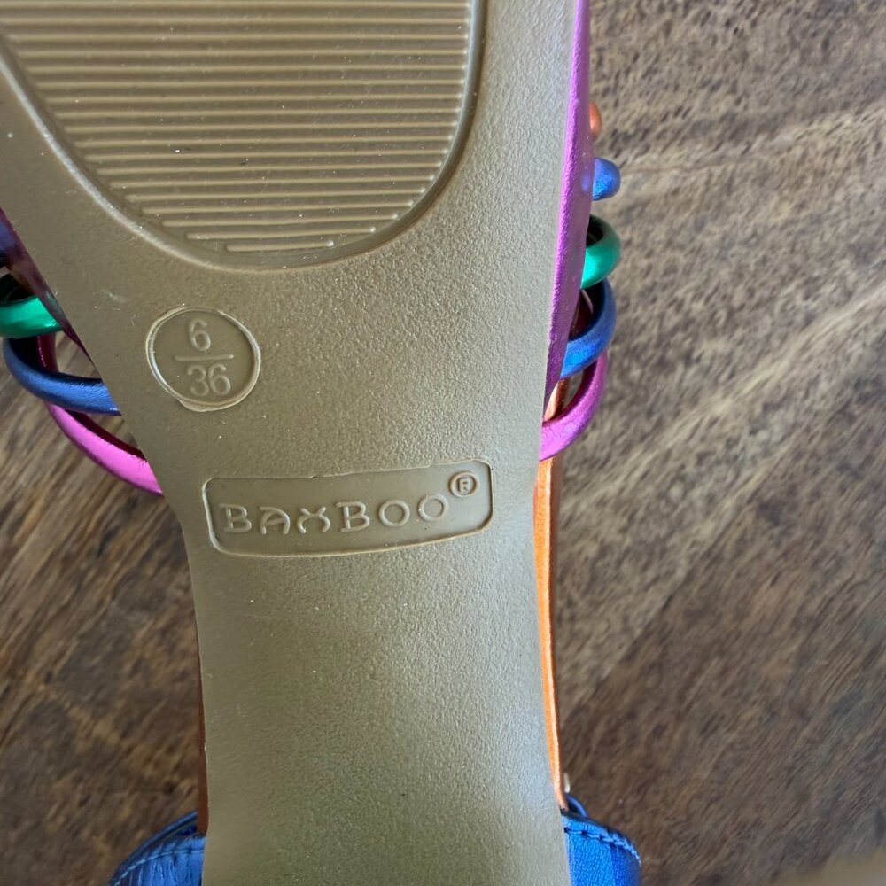 NEW Bamboo Multicolor Platform Block Heel Sandals Size 6 - Picture 10 of 10